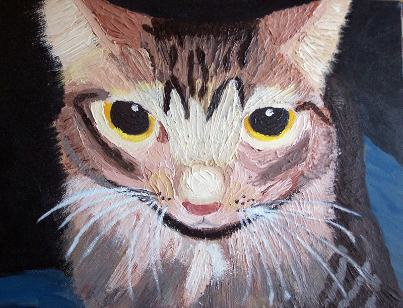 acrylic painting of my cat koko